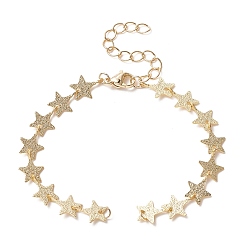 Golden Brass Star Link Chain Bracelet Making, with Lobster Clasp, for Link Bracelet Making, Golden, 6-1/4 inch(16cm)