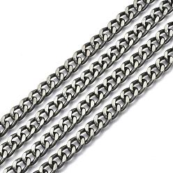 Black Unwelded Aluminum Curb Chains, Gunmetal, 11x8.4x2.2mm