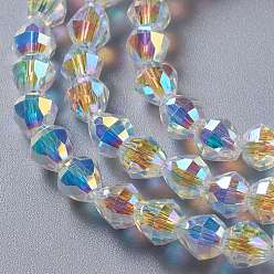 Clear AB Glass Imitation Austrian Crystal Beads, Faceted Bicone, Clear AB, 6x6mm, Hole: 1mm