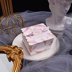 White Folding Cardboard Candy Boxes, Wedding Gift Wrapping Box, with Ribbon, Rectangle, White, 6.5x4.5cm