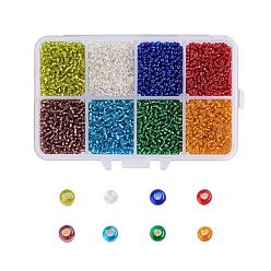 Mixed Color 12/0 Glass Seed Beads, Ceylon Round  Loose Spacer Beads, 2mm, Mixed Color, 2mm, Hole: 1mm, about 12500pcs/box
