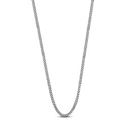Platinum SHEGRACE Rhodium Plated 925 Sterling Silver Curb Chain Necklaces, with Spring Ring Clasps, Platinum, 15.74 inch(40cm), 1.3mm
