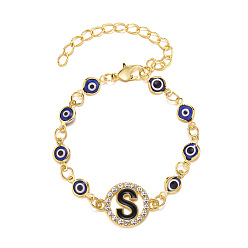 S Alloy Adjustable Devil Eye Bracelet with Blue Eye - European and American Style