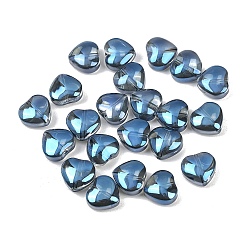 Васильковый Гальваническая стеклянная бусина, со серебряным покрытием, сердце, васильковый, 10x10x5 мм, отверстие : 1 мм