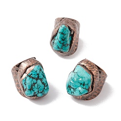 Синтетическая Бирюза Синтетическое бирюзовое кольцо-манжета неправильной овальной формы, массивное женское кольцо из красной меди и латуни, без кадмия и без свинца, размер США 7 3/4 (17.9 мм)