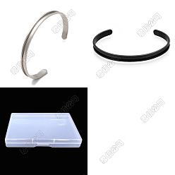 (52) Непрозрачная лаванда 4 шт. 2 цвета c-образные 201 нержавеющая сталь рифленые манжетные браслеты, для гальваники своими руками, инкрустация кожей, изготовление браслета из глины со стразами, разноцветные, 1/4 дюйм (0.6 см), внутренний диаметр: 2x2-5/8 дюйм (5.2x6.6 см), 2 шт / цвет