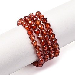 Темно-Красный Бусы из циркония, граненые, круглые, темно-красный, 4 мм, отверстие : 0.8 мм, около 91 шт / нитка, 14.3 дюйм (36.5 см)