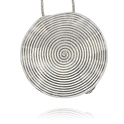 Antique Silver Tibetan Style Pendants, Alloy Vintage Pendant for Necklace Making, Cadmium Free & Lead Free, Flat Round with Vortex Pattern, Antique Silver, 46x3.5mm, Hole: 4.5mm