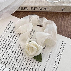 Белый Цветочные тканевые эластичные аксессуары для волос, для девочек или женщин, резинка для волос / резинки для волос, белые, 100 мм