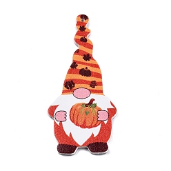 Dark Orange Halloween Theme Imitation Leather Pendant, Dwarf with Pumpkin, Dark Orange, 65x29x2mm, Hole: 1.5mm
