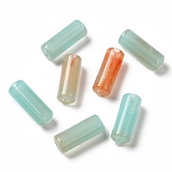 Pale Turquoise Transparent Acrylic Beads, Two Tone, Column, Pale Turquoise, 13x5mm, Hole: 1.6mm, about: 1950pcs/500g