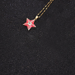 Red Minimalist Star Necklace Collarbone Chain Fashionable Pendant Unisex Jewelry