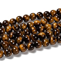 Tiger Eye Natural Tiger Eye Round Bead Strands, 4mm, Hole: 0.8~1mm, about 91pcs/strand, 15 inch
