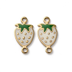 Белый 304 подвески-соединители в форме клубники из нержавеющей стали с эмалированным покрытием, золотые, ионное покрытие (ip), белые, 17x9x1 мм, отверстие : 1.6 мм