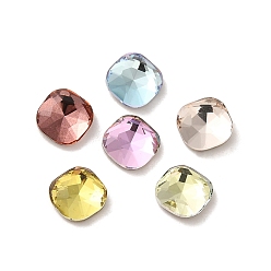 Mixed Color Glass Rhinestone Cabochons, Point Back & Back Plated, Faceted, Square, Mixed Color, 5x5x2mm