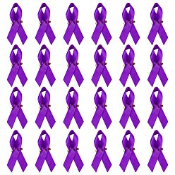 Темно-Фиолетовый Брошь из полиэстера arricraft, с железными булавками, ленты символа борьбы против рака молочной железы , темно-фиолетовый, 75x40x1 мм