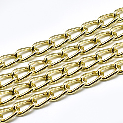 Golden Aluminium Curb Chains, Unwelded, with Spool, Golden, 12x6.5x1.5mm, about 82.02 Feet(25m)/roll