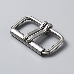 Stainless Steel Color Stainless Steel Roller Buckles, 2 Piece Pin Buckle for Men DIY Belt Accessories, Rectangle, Stainless Steel Color, 73.5x48.5x13.5mm