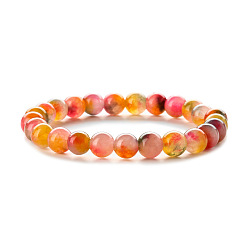 Orange blossom Multi-color Agate and Jade Bead Bracelet for Women with Pink Zebra Jasper and Amethyst Stones