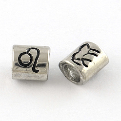 Leo Smooth Surface 304 Stainless Steel European Bead, Large Hole Beads, Oval Constellation/Zodiac Sign Style, Leo, 9x8.5x6.5mm, Hole: 4.5mm