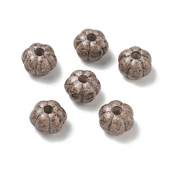 Sandy Brown Vintage Handmade Porcelain Beads, Fancy Antique Glazed Porcelain, Pumpkin, Sandy Brown, 10~10.5x7mm, Hole: 3mm
