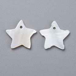 White Shell Natural White Shell Mother of Pearl Shell Pendants, Star, 18~19.5x18~19.5x2mm, Hole: 1.5mm