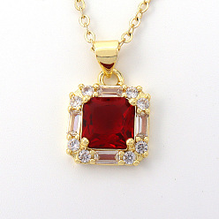02 Luxury Gemstone Pendant Lip Chain Necklace - Elegant, Minimalist, and Chic.