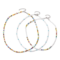 Mixed Color Bohemian Style Glass Beaded Necklaces for Women, Mixed Color, 15.16~18.11 inch(38.5~46cm), about 3pcs/set