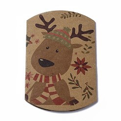 Deer Paper Pillow Boxes, Candy Gift Boxes, for Wedding Favors Baby Shower Birthday Party Supplies, BurlyWood, Reindeer Pattern, 3-5/8x2-1/2x1 inch(9.1x6.3x2.6cm)