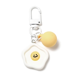 Flower Cartoon Smiling Face Acrylic Pendant Keychain, with Candy Ball Charm and Alloy Finding, for Car Bag Decoration, Flower, 62~67mm