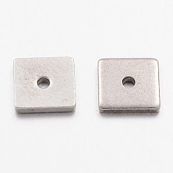 Stainless Steel Color 304 Stainless Steel Spacer Beads, Square, Stainless Steel Color, 6x6x1mm, Hole: 1.2mm