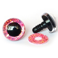 Ярко-Розовый Блестящий пластиковый глаз для куклы безопасности, с ПУ кольцом, для поделок куклы игрушки кукольные плюшевые животные изготовление, ярко-розовый, 9 мм