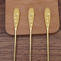 Golden Alloy Hair Sticks for Enamel, Long-Lasting Plated Hair Accessories for Women, Golden, 148x12mm