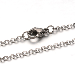 Stainless Steel Color 304 Stainless Steel Cable Chain Necklace for Men Women, Stainless Steel Color, 17.72 inch(45cm)