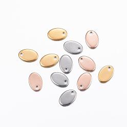 Mixed Color 304 Stainless Steel Charms, Stamping Blank Tag, Oval, Mixed Color, 9x6x0.8mm, Hole: 1mm