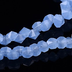 Cornflower Blue Diamond Shape Imitation Jade Glass Bead Strands, Cornflower Blue, 4x4mm, Hole: 0.5mm, about 150pcs/strand, 12.9 inch