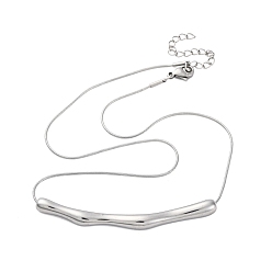 Нержавеющая Сталь Цвет 304 ожерелья из нержавеющей стали с круглой цепочкой-змейкой и текстурированным бруском для женщин, цвет нержавеющей стали, 16.02 дюйм (40.7 см)