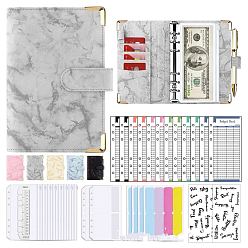 Silver Budget Binder with Zipper Envelopes, Including Imitation Leather A6 Blank Binders, Budget Sheet, Zippered Bag, Word Letter Sticke, for Budgeting Financial Planning, Silver, 190x130x40mm, 30pcs/set