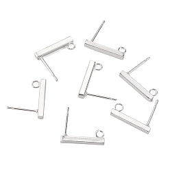 Silver 304 Stainless Steel Stud Earring Findings, Rectangle, Silver, 15x2mm, Hole: 1.8mm, Pin: 0.7mm