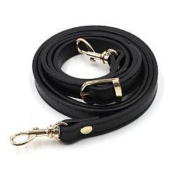 Black Imitation Leather Adjustable Bag Strap, with Swivel Clasps, for Bag Replacement Accessories, Black, 105~120x1.2x0.34cm