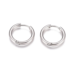 Stainless Steel Color 304 Stainless Steel Huggie Hoop Earrings, with 316 Surgical Stainless Steel Pin, Ring, Stainless Steel Color, 19x2.5mm, 10 Gauge, Pin: 0.9mm