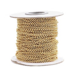 Golden 304 Stainless Steel Box Chains, with Spool, Unwelded, for Jewelry Making, Golden, 2x0.8mm, about 82.02 Feet(25m)/roll