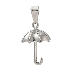 Stainless Steel Color 304 Stainless Steel Pendants, 3D Umbrella Charm, Stainless Steel Color, 22x15mm, Hole: 3.5x7mm