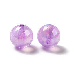 Orchid Acrylic Beads, AB Color Plated, Raound, Orchid, 19.5mm, Hole: 3mm, about 109pcs/500g
