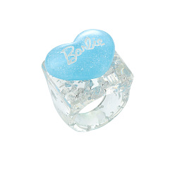 Style 2 blue Chic Acrylic Ring with Heart-shaped Resin and Macaron Letter Design for Women's Fashion Accessories