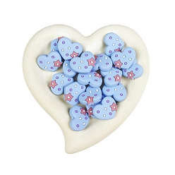 Light Sky Blue Heart Food Grade Eco-Friendly Silicone Beads, Chewing Beads For Teethers, DIY Nursing Necklaces Making, Light Sky Blue, 28x24mm