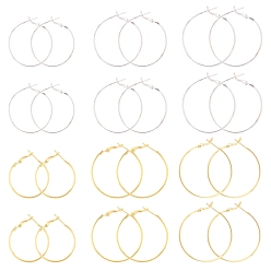 Golden & Silver SUNNYCLUE Brass Hoop Earrings, Golden & Silver Color Plated, 24pcs/box