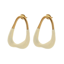 Бежевый 304 серьги из нержавеющей стали эмаль, ионное покрытие (ip), самородки, золотые, бежевые, 30.5x22.5 мм