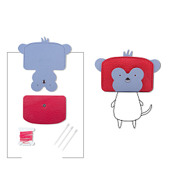 Light Steel Blue DIY Monkey Clutch Bag Making Kits, Including PU Fabric, Needle and Wire, Light Steel Blue, 7.5x11.5cm