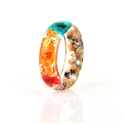 Coral Transparent Resin Finger Ring, Pressed Flower Jewelry for Women, Coral, US Size 6 1/2(16.9mm)